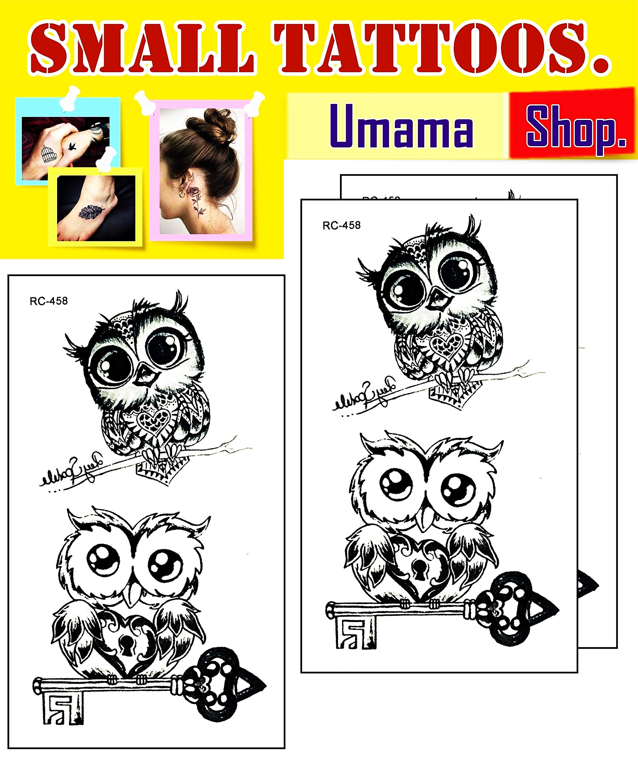 Umama lote de mini tatuajes lindos bãºho pintura de moda tatuaje d tatuaje calanãas arte corporal falso bãºho tatuajes papel impermeable temporal para hombres mujeres belleza y cuidado personal