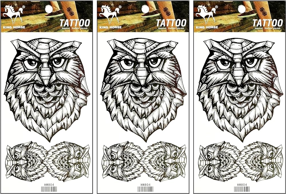 Oncex hojas bãºho pãjaro tatuajes realistas transferencia impermeable para hombre mujer niãa espalda baja hombro cuello brazo arte dibujos animados bãºho mirar ojos pintura cuerpo tatuaje falso d belleza