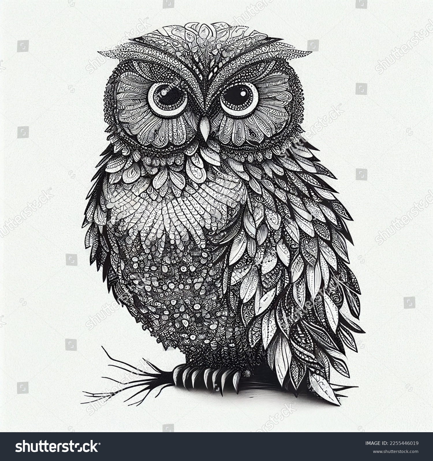 Owl mandala design para pãginas de ilustraciãn de stock