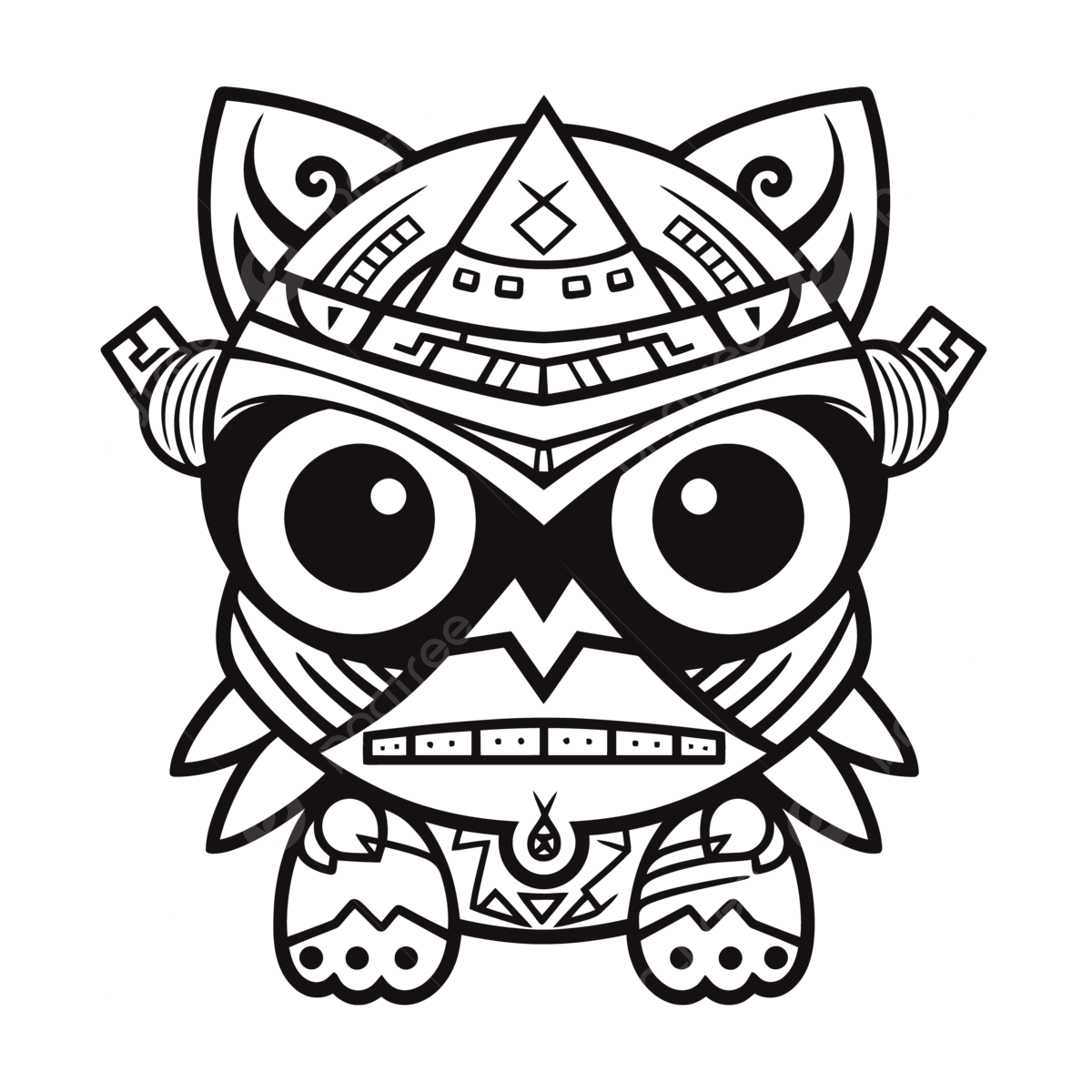 La lechuza una ilustraciãn de una lechuza del dibujo de bozo de arte tribal vector