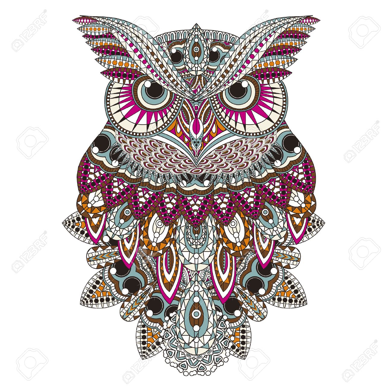 Sumptuous owl coloring page in exquisite style royalty free svg cliparts vectors and stock illustration image