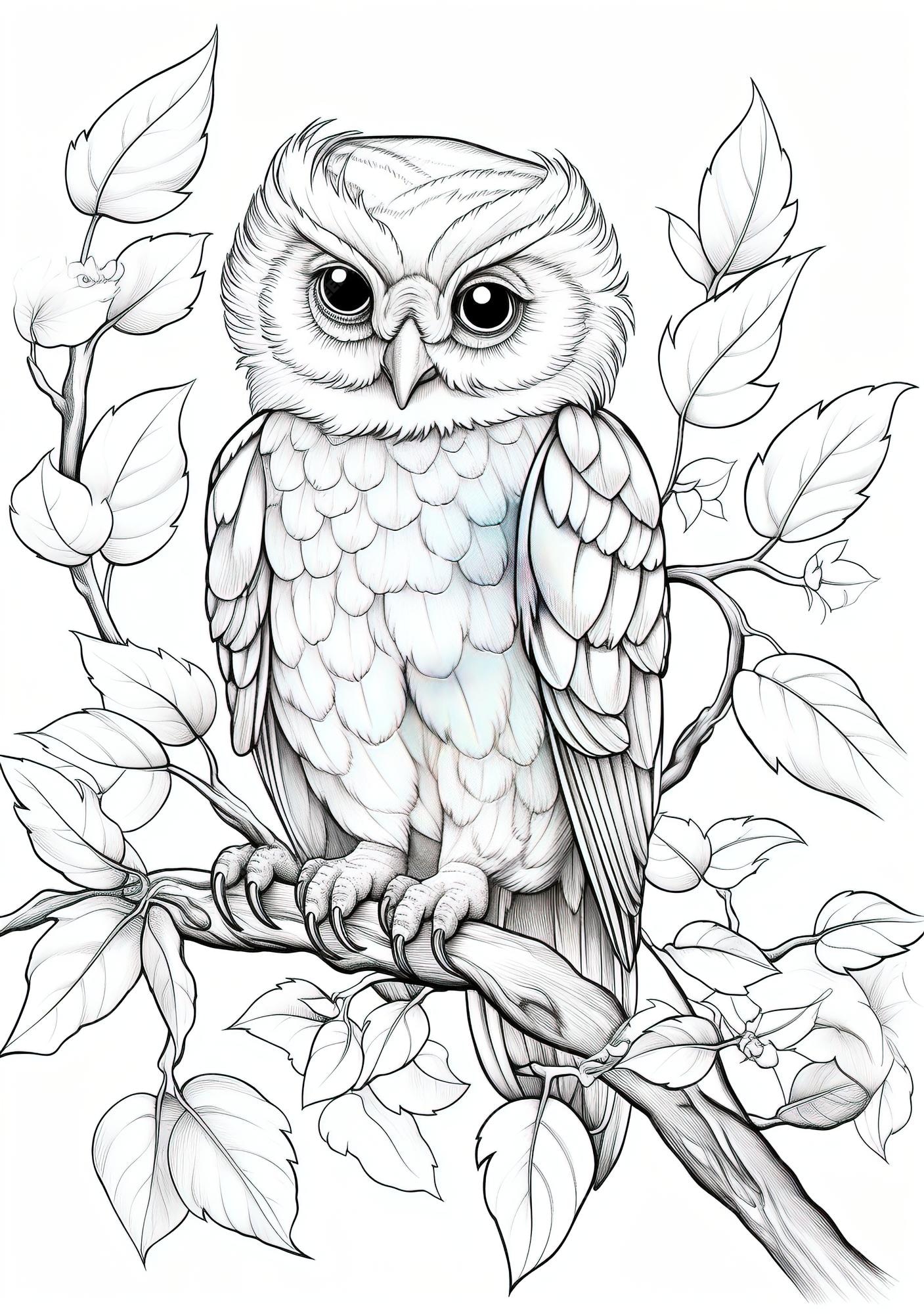 Premium vector coloring book page for toddlers a cute owl high detail