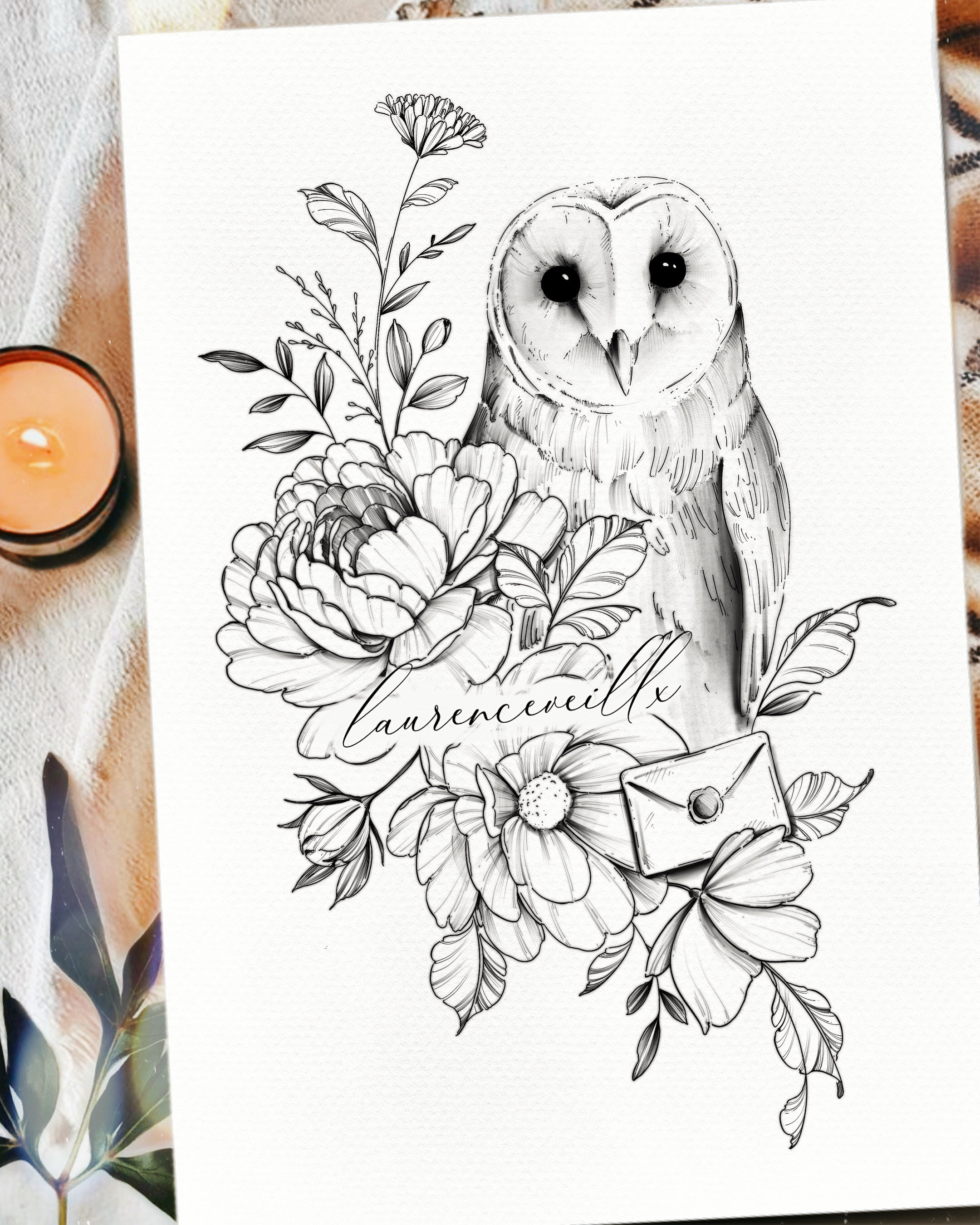 Owl tattoo drawing
