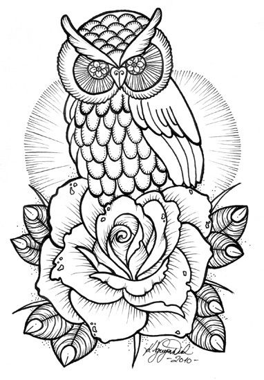 Owl design owl coloring pages owl tattoo design adult coloring pages