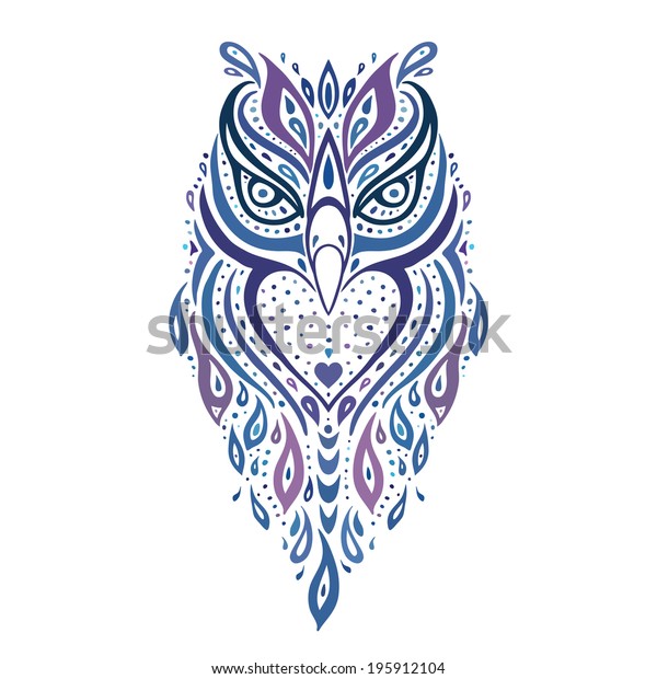 Decorative owl tribal pattern ethnic tattoo stock vector royalty free