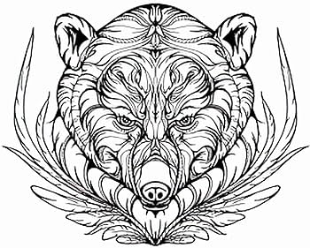Hojas de tatuajes temporales de oso blanco y negro tatuaje un oso grande depredador peligroso la cara de un animal para colorear tatuaje temporal cuello brazo pecho para mujeres hombres