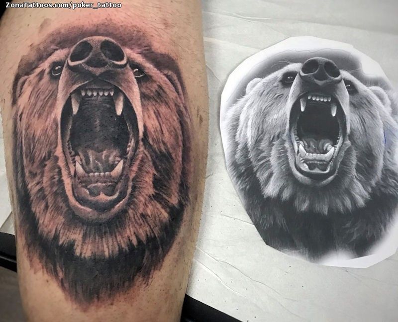 Tatuaje de osos animales pierna