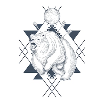 Vector e ilustracion de tatuaje oso para dcargar gratis