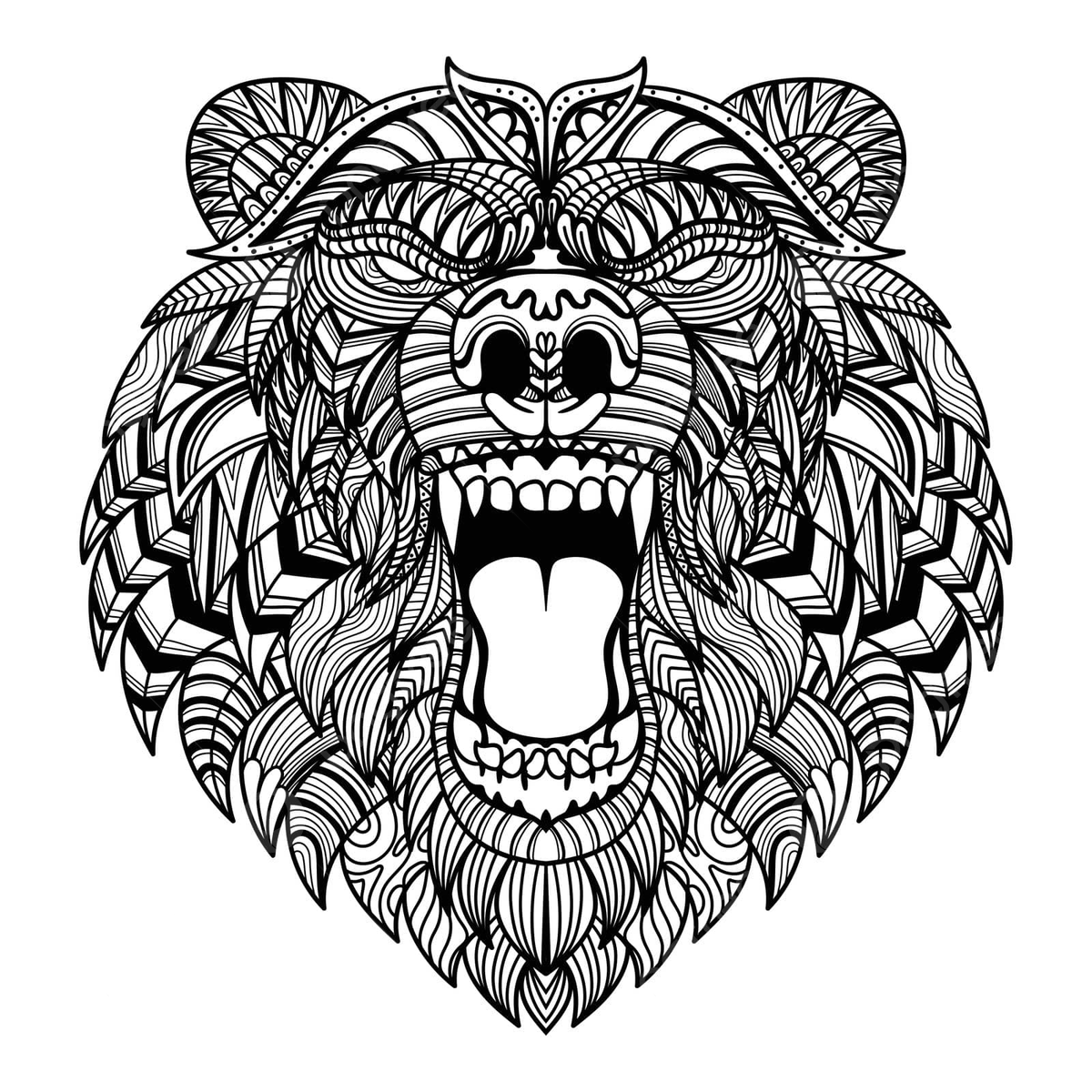 Dibujo de ilustraciãn una cabeza oso enojado en forma mandala con detall zentangle ideal para colorear vector png dibujos dibujo de oso dibujo de rata hombre dibujando png y vector para dcargar