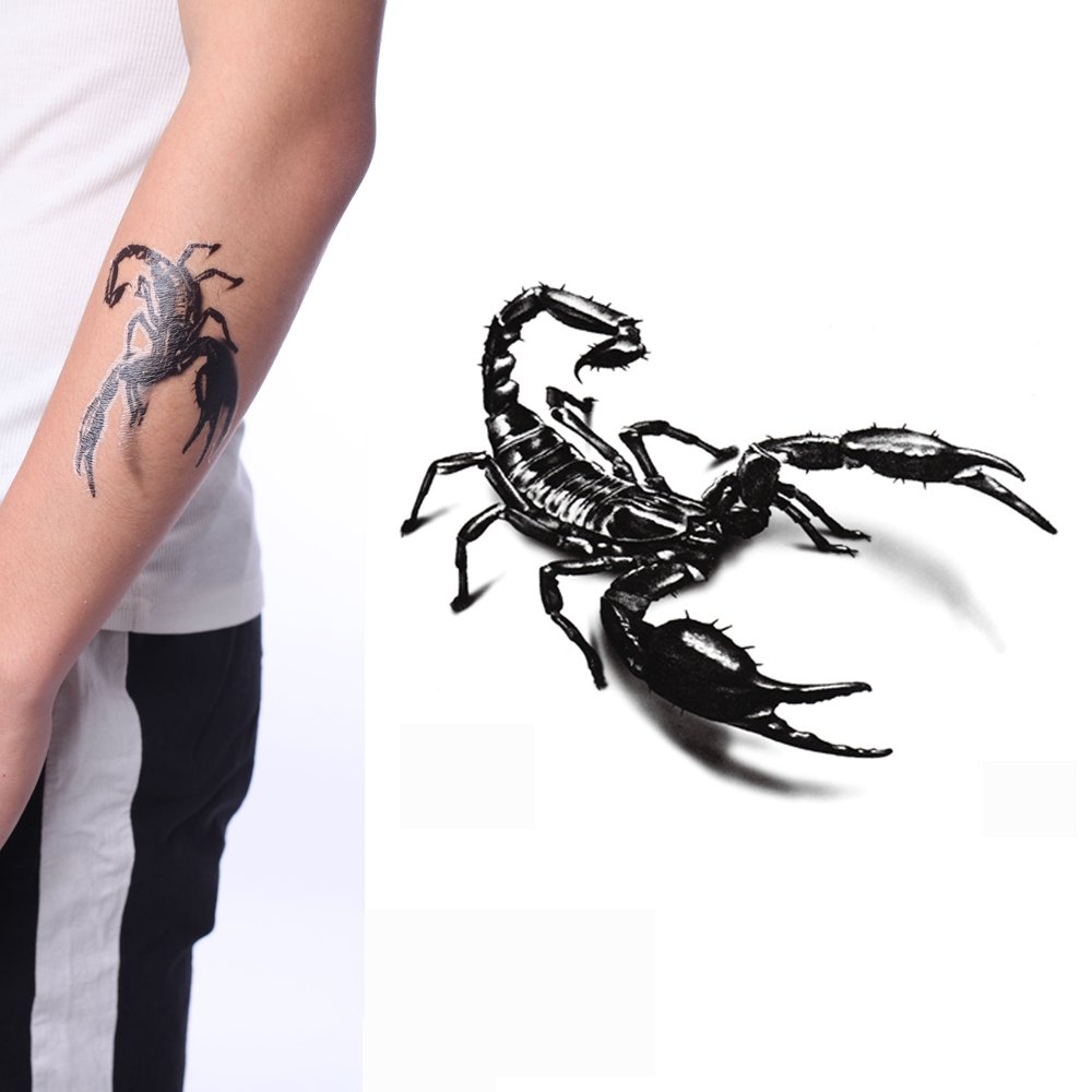 Yeeech temporal tatuaje papel d scorpion para hombre color negro belleza y cuidado personal