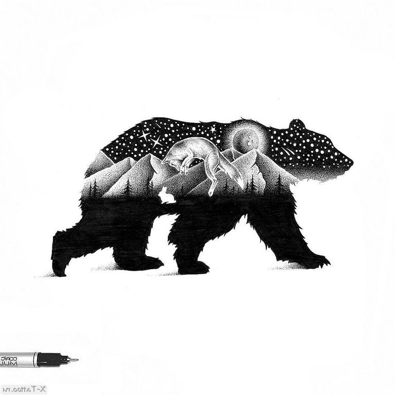 Tatuaje de oso bocetos para hombres