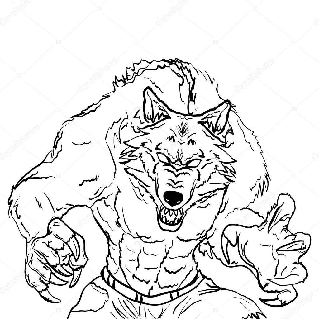 Dibujo tatuaje ilustraciãn de hombre lobo vector de stock de tiverets