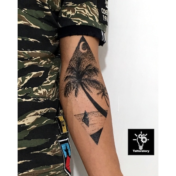 Tatuaje de palmera para antebrazo palmera de tatuaje dotwork ãrbol de tatuaje de antebrazo tatuaje temporal de ãrbol tatuaje falso de ãrbol tatuaje de media manga