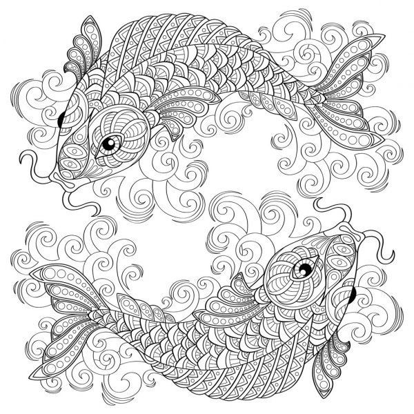 Pec koi carpas chinas pãgina para colorear antitrãs adultos â iluâ mandalas para colorear pãginas para colorear de animal dibujos para colorear adultos