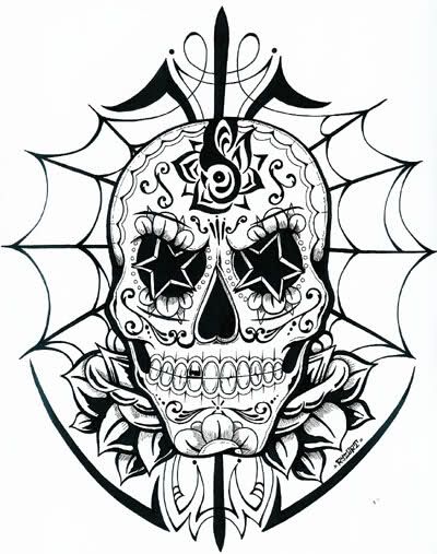 Unique candy skull tattoo flash to amaze and intrigue