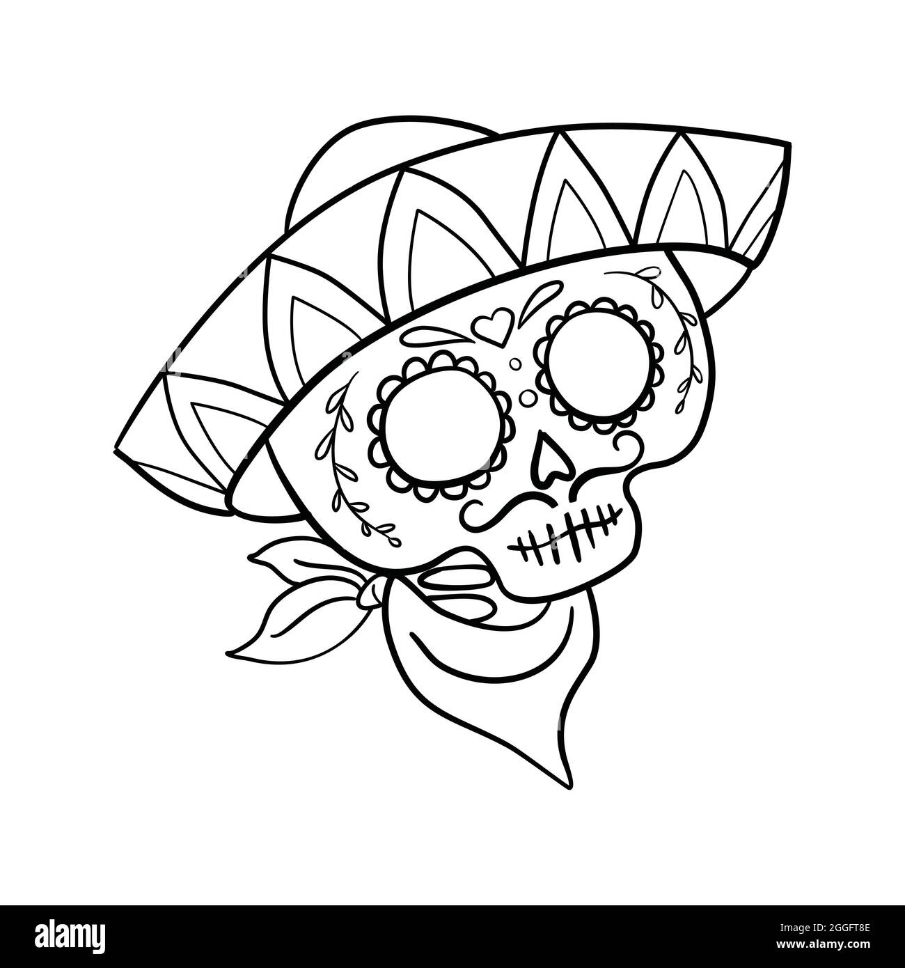Crãneo de azãºcar tatuaje negro silueta dãa mexicano de los muertos ilustraciãn vectorial imagen vector de stock