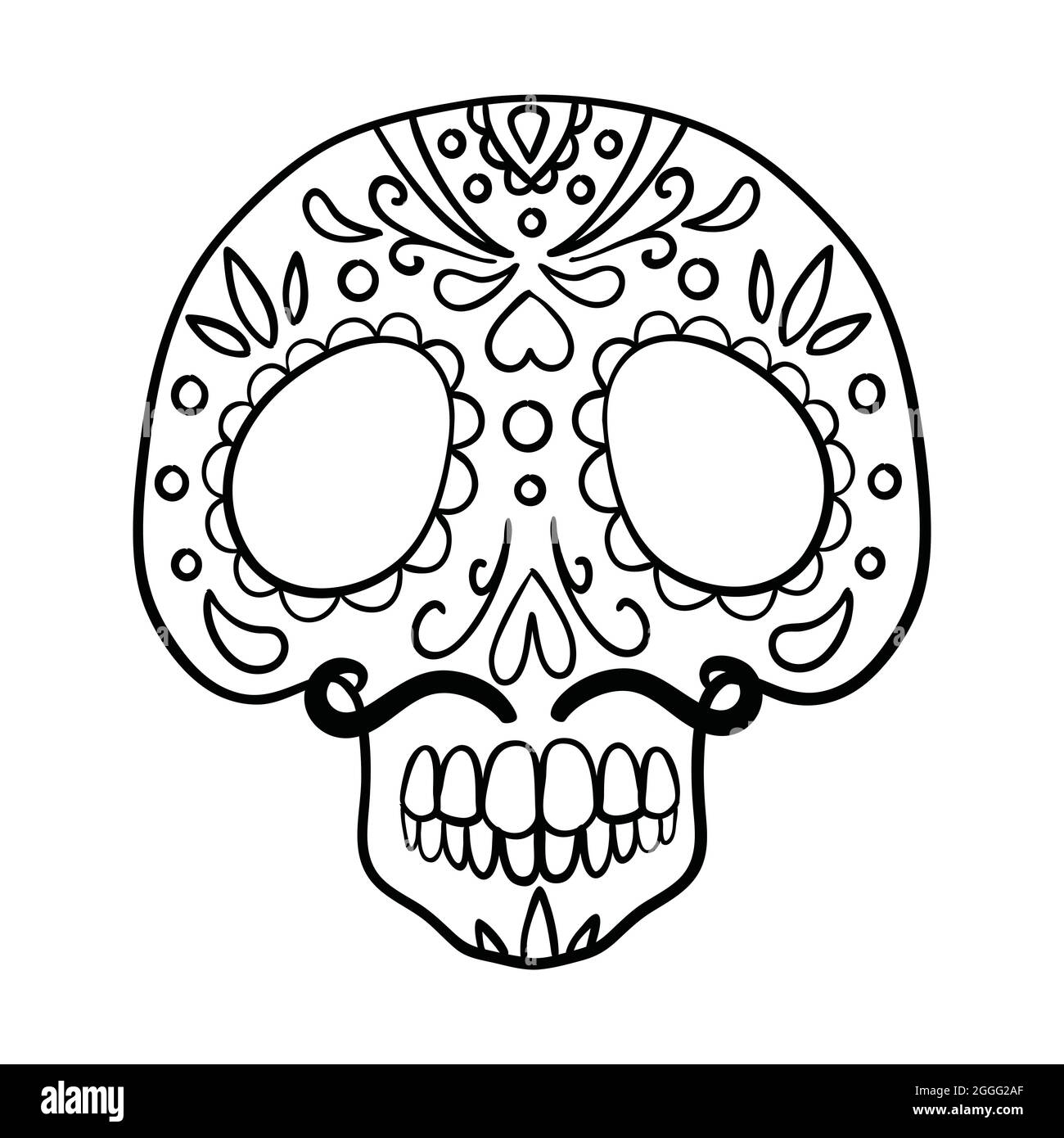 Crãneo de azãºcar tatuaje negro silueta dãa mexicano de los muertos ilustraciãn vectorial imagen vector de stock