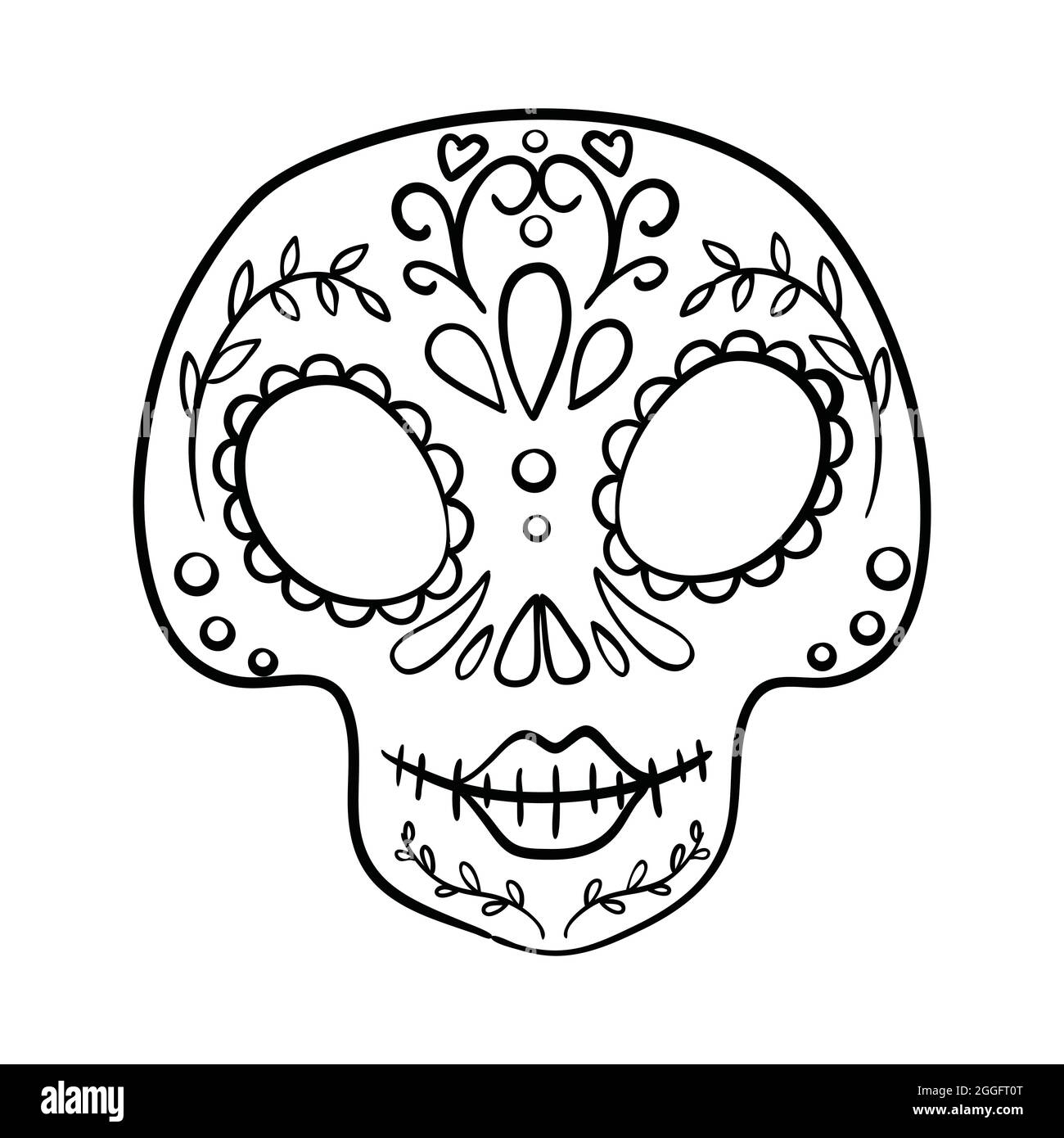 Crãneo de azãºcar tatuaje negro silueta dãa mexicano de los muertos ilustraciãn vectorial imagen vector de stock