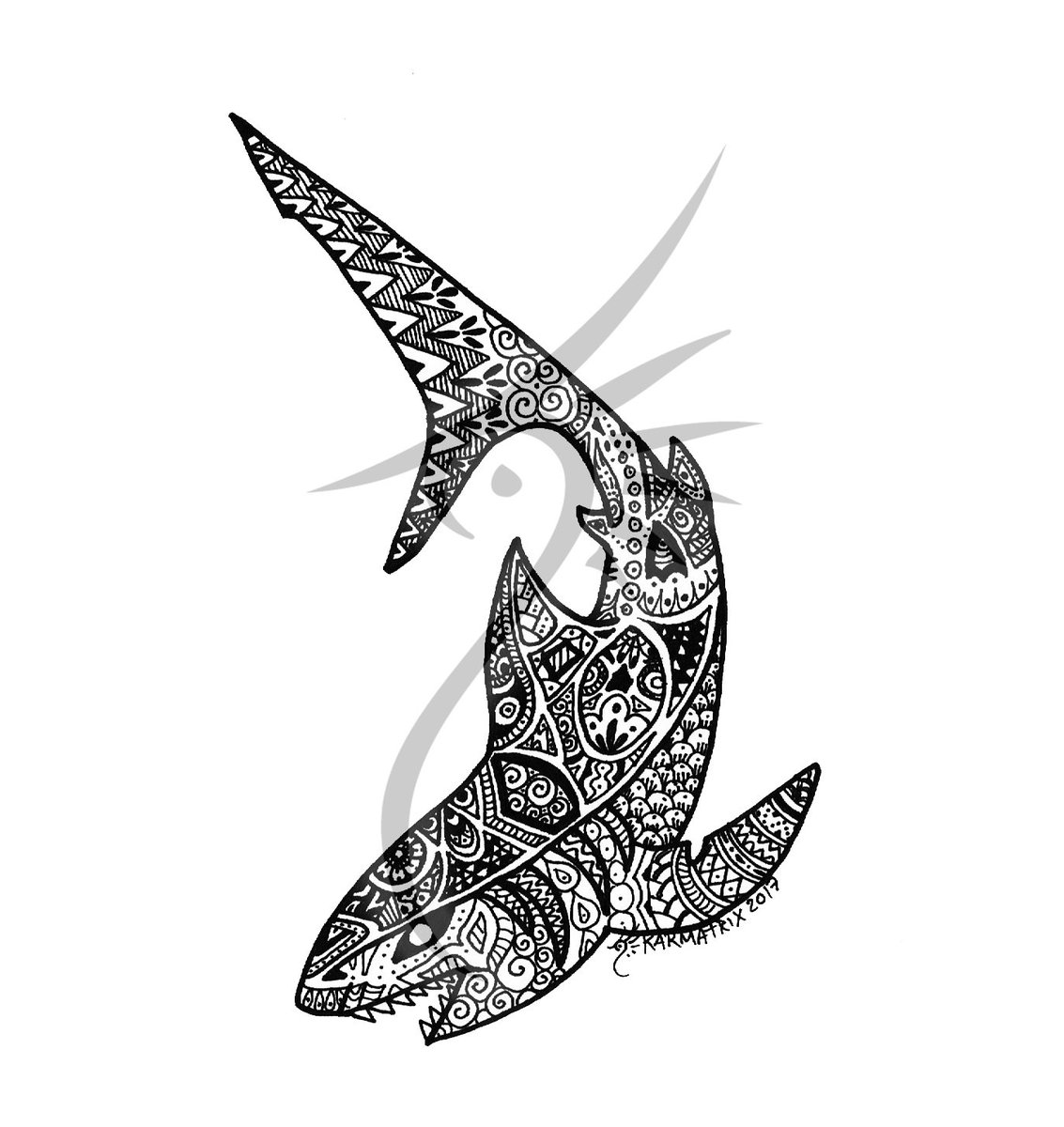 Karmatrix on x inktober inktober shark tiburon sea tattoo tribal tatuaje tribaltattoo watch more on my deviantart and fb httpstcoglidwiy x