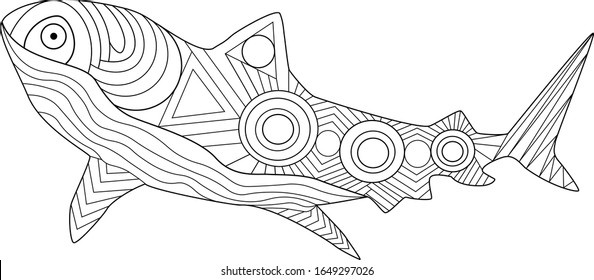 Colorear animales marinos peces tiburones el vector de stock libre de regalãas