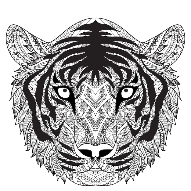 Vector e ilustracion de tatuaje tigre para dcargar gratis