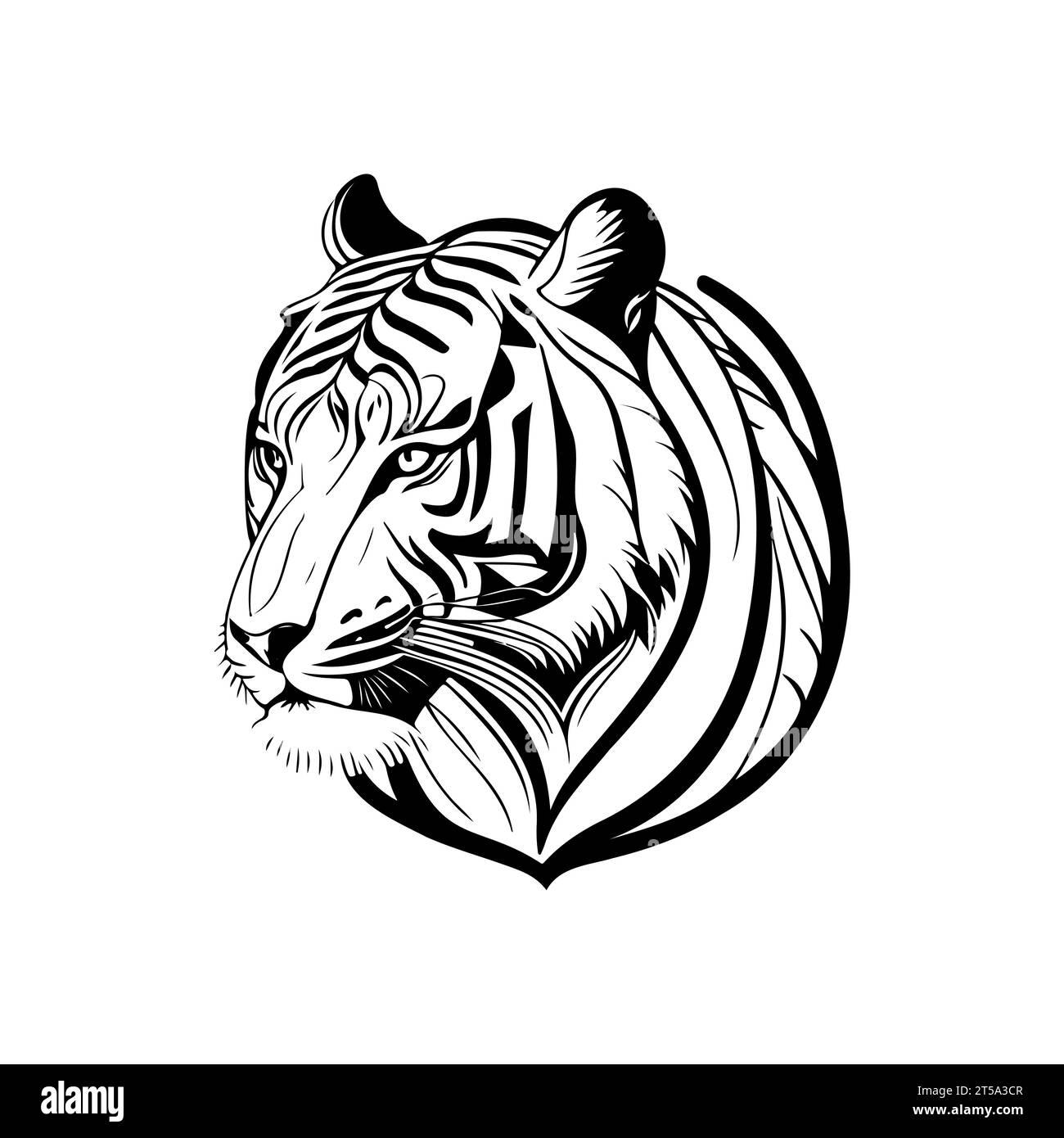 Tiger outline imãgen de stock en blanco y negro