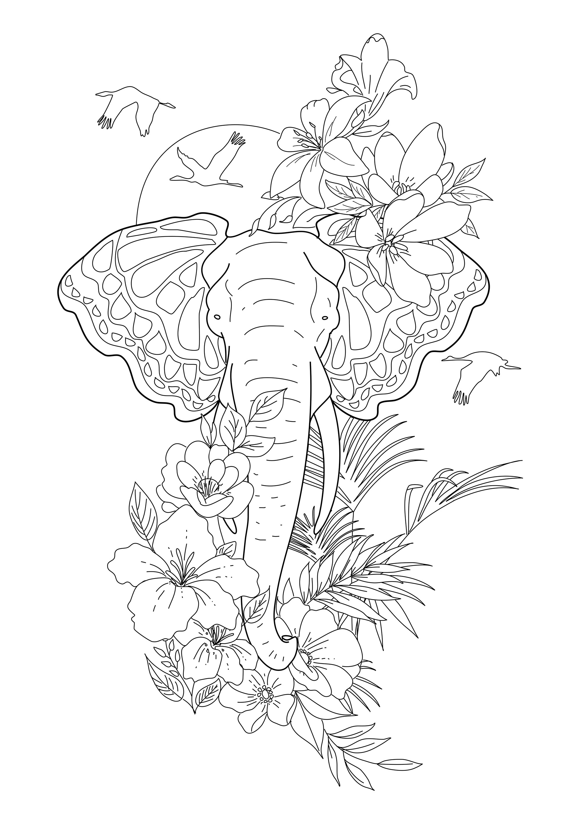 Elefante y flores
