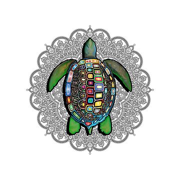Pegatina for sale con la obra flor mandala diseão grãfico hawaiano tortuga marina de tamdevo