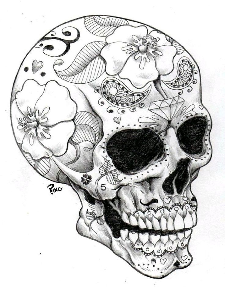 Crãneo con flores skull coloring pages skulls drawing tattoo coloring book