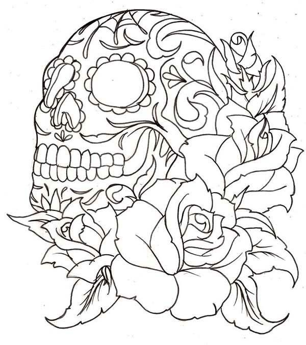 Schãdel skull coloring pages tattoo coloring book rose coloring pages