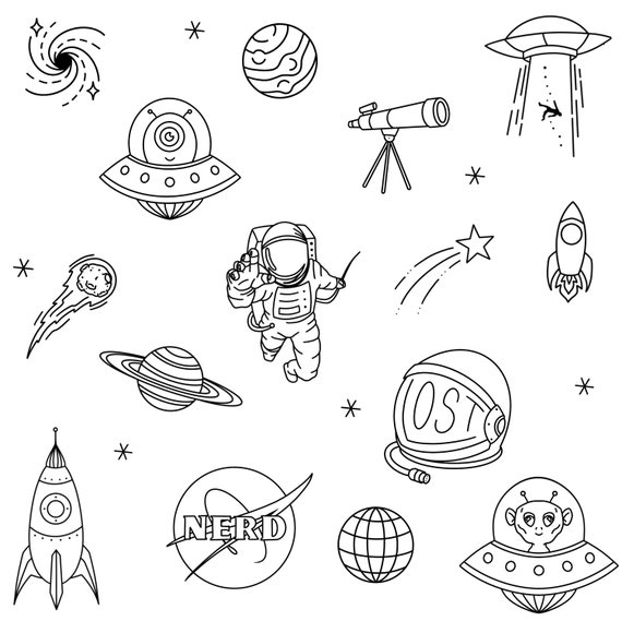 Plantillas de diseãos de tatuajes espaciales listos para usar fãciles de aplicar regalo para entusiastas del espacio de astronautas planetas y extraterrestres handpoke y stick poke