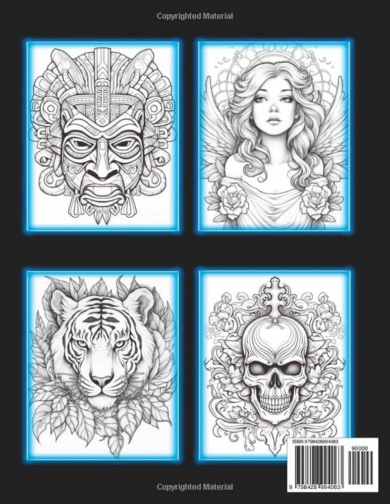 Libro de tatuajes para colorear para adultos diseãos de tatuajes relajantes para hombres y mujeres oxford gregory t libros