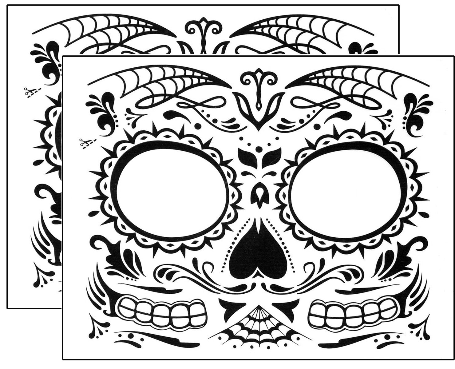 Kit de tatuaje temporal facial de calavera de azãºcar negra telaraãa del dãa de muertos para hombre o mujer kits â