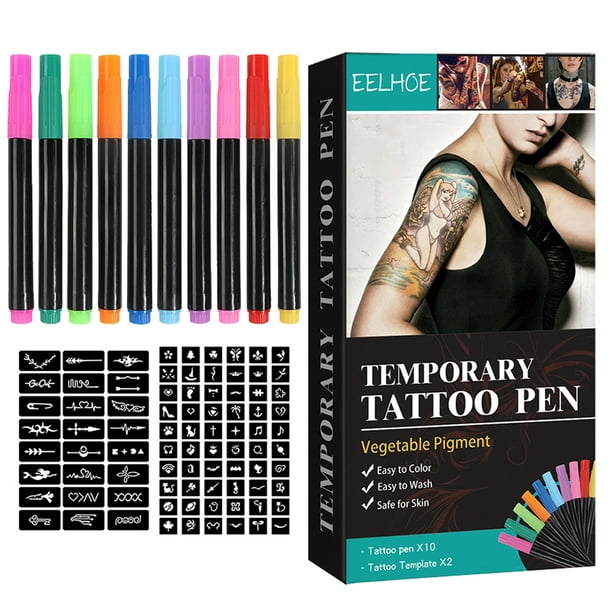 Tinta de tatuaje temporal marcadores de tatuaje fãciles de limpiar para dibujo de pintura de arte co hugtrwg en lãnea