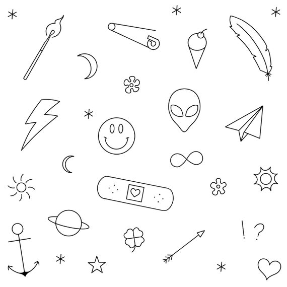 Plantillas diseãos de tatuajes simples listos para usar fãciles de aplicar fãciles buenos para principiantes aprendices handpoke y stick poke