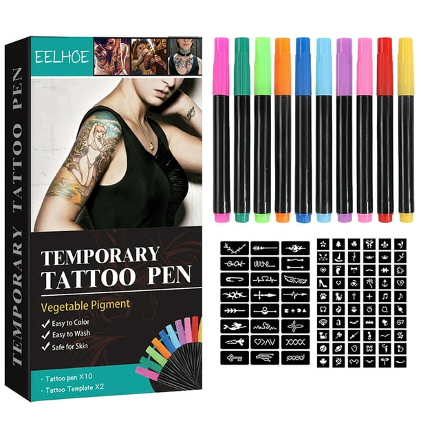 Tinta de tatuaje temporal marcadores de tatuaje fãciles de limpiar para dibujo de pintura de arte co hugtrwg en lãnea