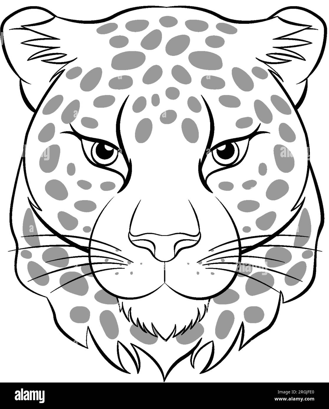Una ilustraciãn vectorial de un contorno de cabeza de tigre para colorear pãginas imagen vector de stock
