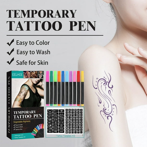 Tinta de tatuaje temporal marcadores de tatuaje fãciles de limpiar para dibujo de pintura de arte co hugtrwg en lãnea