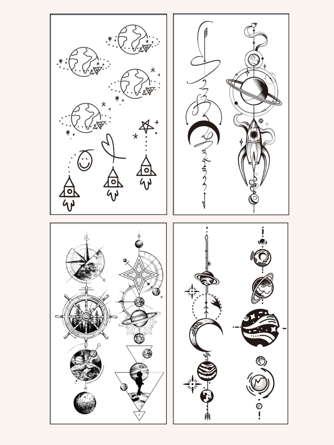 Piezaspaquete ixto pequeão patrãn estrellas luna flores tatuaje teporal pegatinas ipereable larga duraciãn realista personalizado diseão para hobres ujer con niãos oda de ujer ãxico