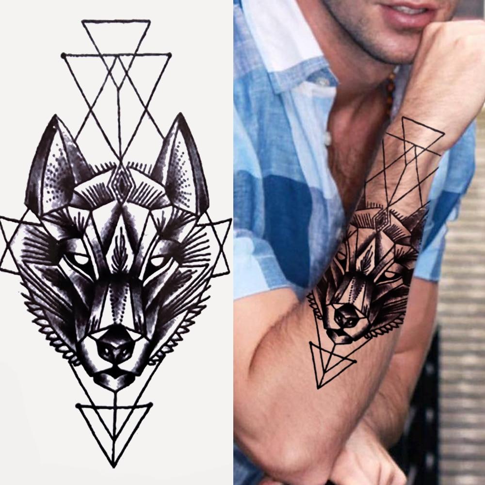 Prar tatuaje temporal con letra de brãºjula para hombres y mujeres tatuajes realistas de calavera de lobo falso pegatina de tigre tatuajes de bosque negro para antebrazo tienda online