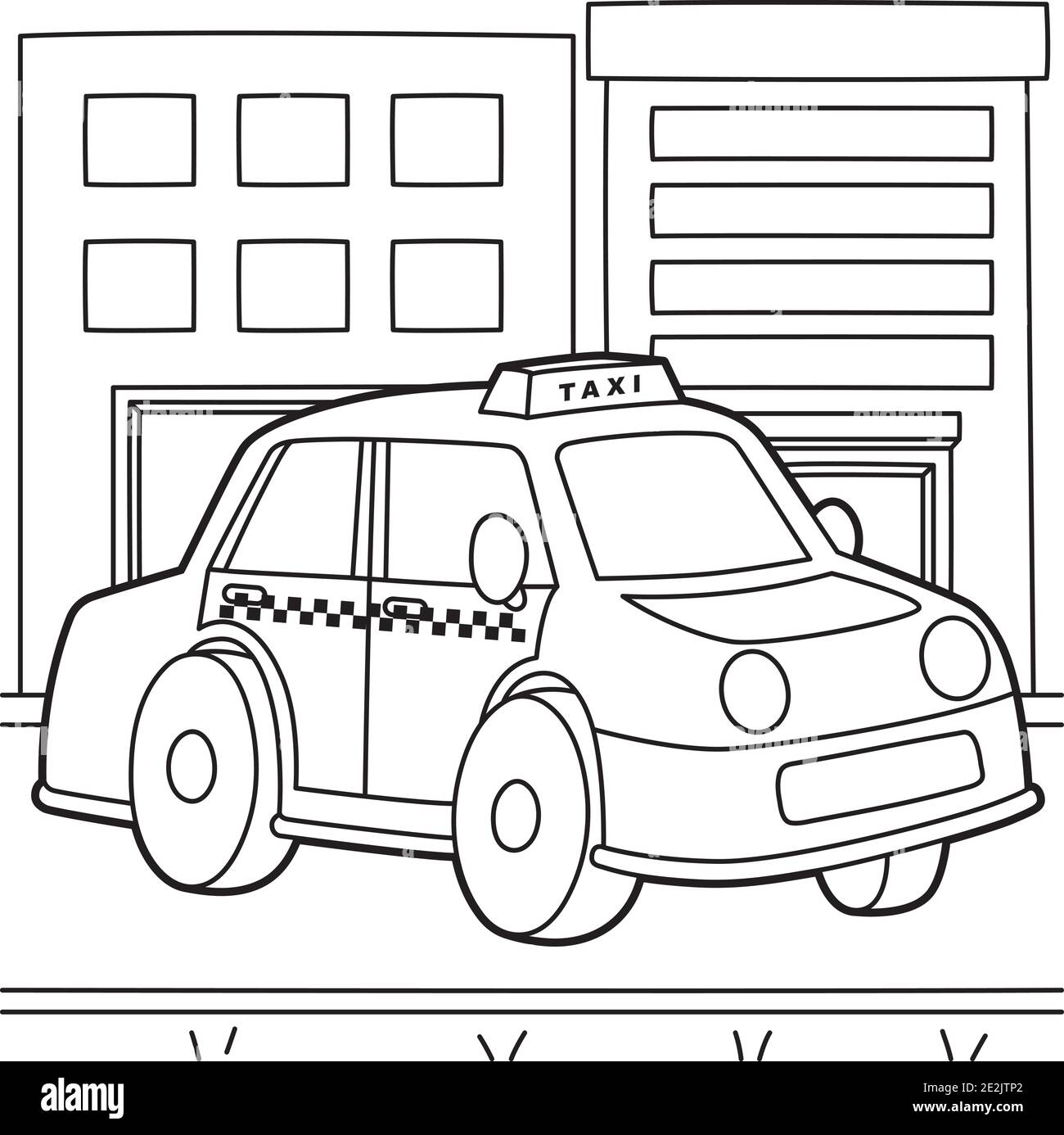 Taxi coloring page stock vector image art