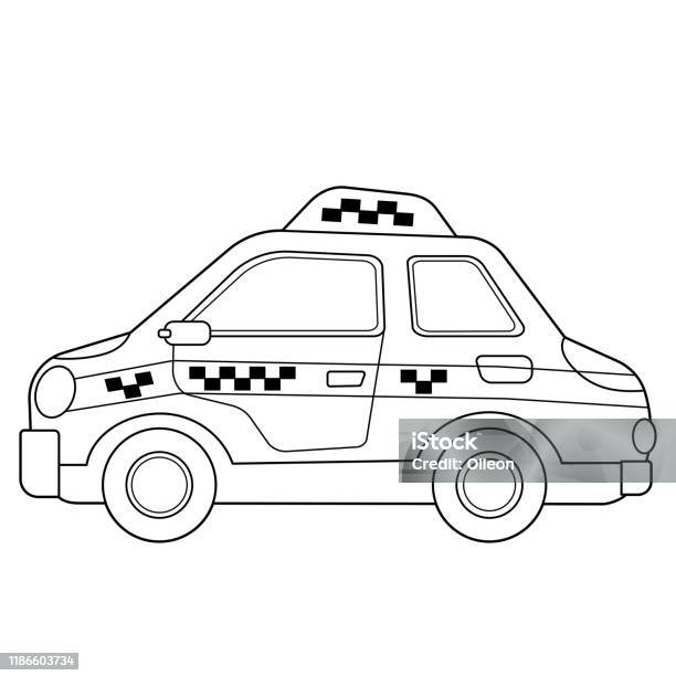 Coloring page outline of cartoon car taxi images transport or vehicle for children vector coloring book for kids stock illustration
