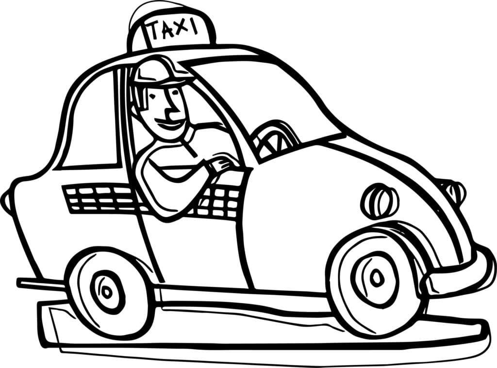 Print taxi driver coloring page