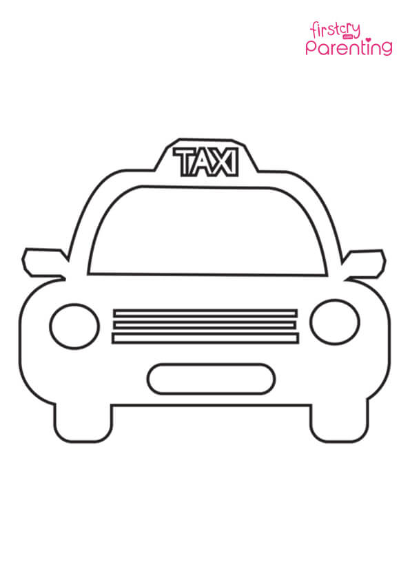 Easy printable taxi coloring pages for kids