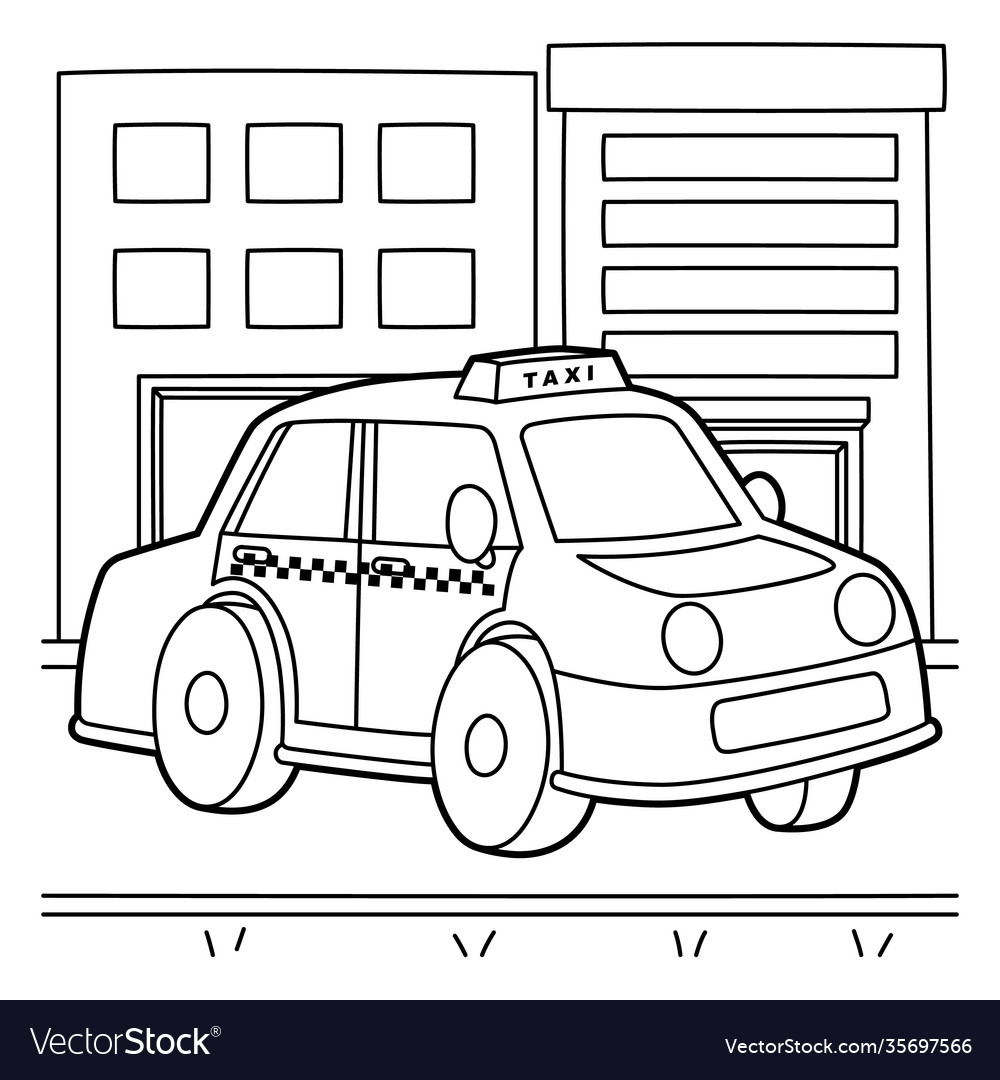 Taxi coloring page royalty free vector image