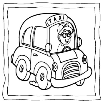 Taxi coloring page taxi coloring book by abdell hida tpt