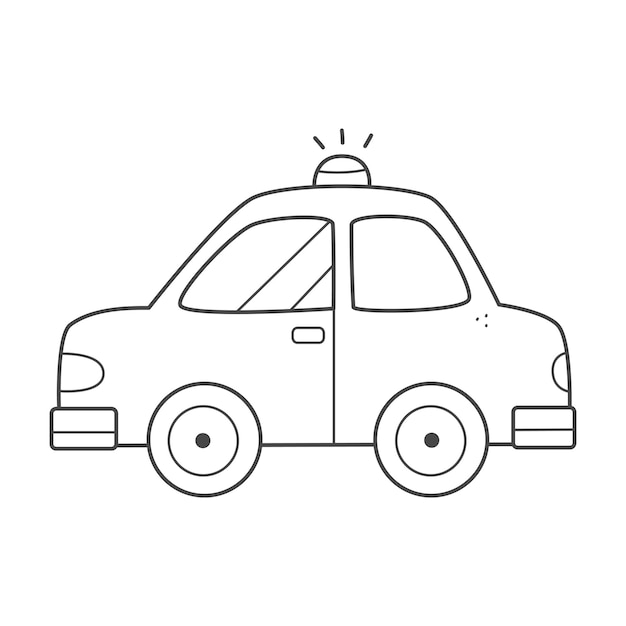 Premium vector childrens coloring page with a car taxi coloring book vector black and white illustration