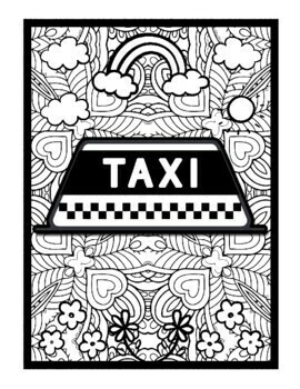 Taxi driver mindfulness mandala coloring pages taxi printables pdf