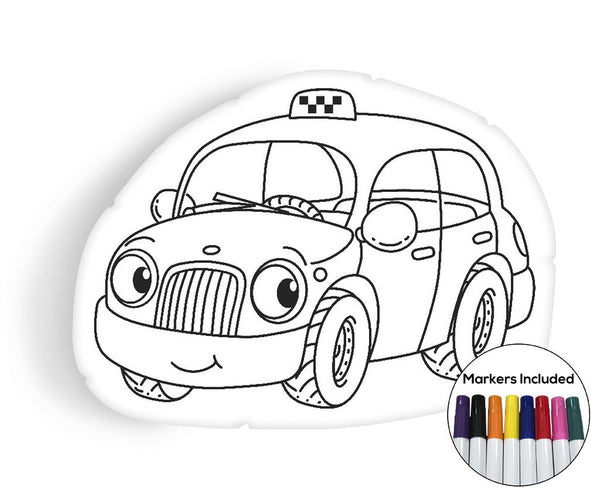 Little taxi coloring pillow â all about vibe