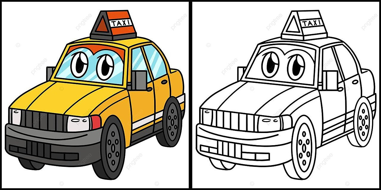 Taxi with face vehicle coloring page illustration page taxmetro graphic vector rat drawing face drawing ring drawing png and vector with transparent background for free download